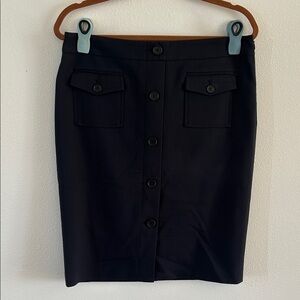 Ann Taylor  Black Button-Front Skirt